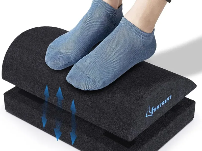 Mesqool Repose-pieds réglable sous bureau, coussin ergonomique